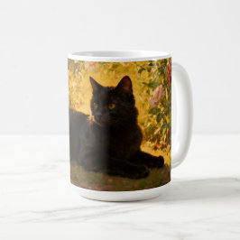 Caneca De Café Black Cat in the Flowers I