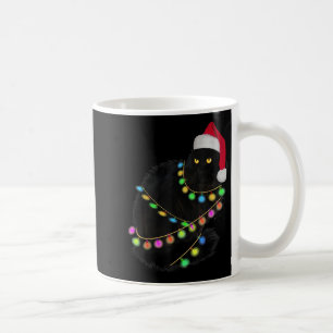 Caneca De Café Black Cat Santa Hat Árvore Clara Engraçado Frio Ch