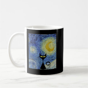Caneca De Café Black Cat Van Gogh Starry Night Museum Lover Aweso