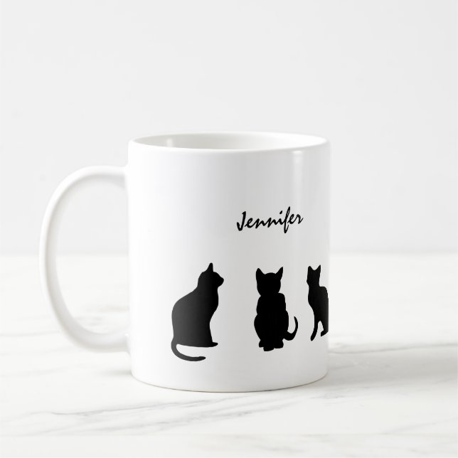Caneca De Café Black cats silhuettes personalizadas (Esquerda)