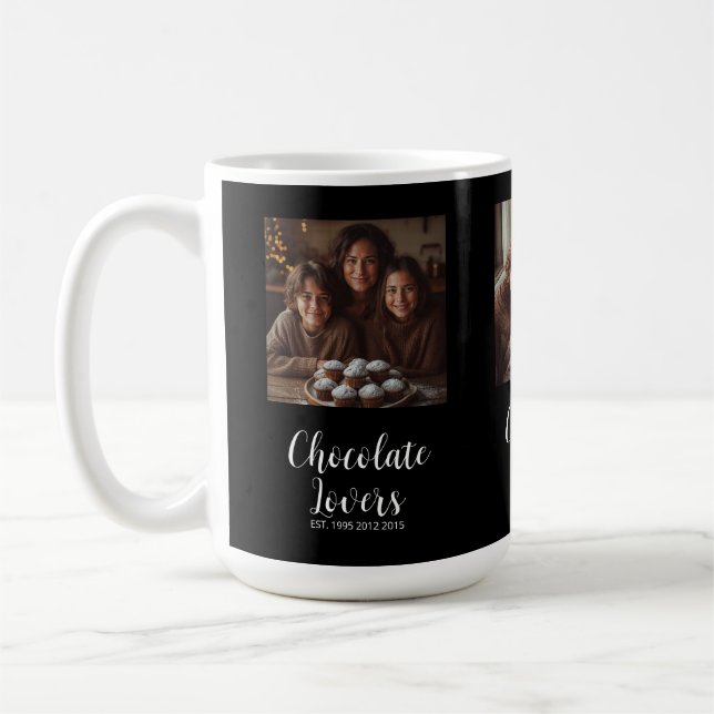Caneca De Café Black Chocolate Lovers Established 3 Photo Script (Esquerda)
