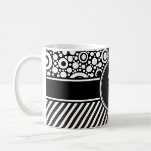 Caneca De Café Black Dts & Stripes Grid + seu backgr. & texto