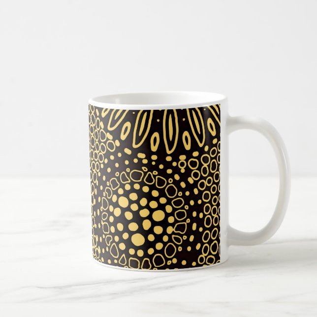 Caneca De Café Black Gold Ethnic Floral Pattern Coffee Mug (Direita)