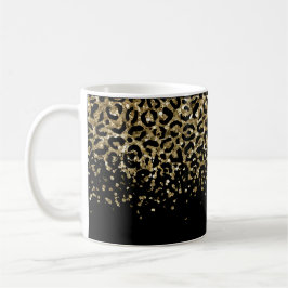 Caneca De Café Black Gold Leopard Impressão Brilho Sobreposição T