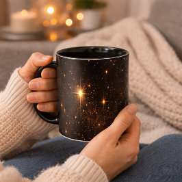 Caneca De Café Black Gold Star Mug | Elegant Sparkle Coffee Cup