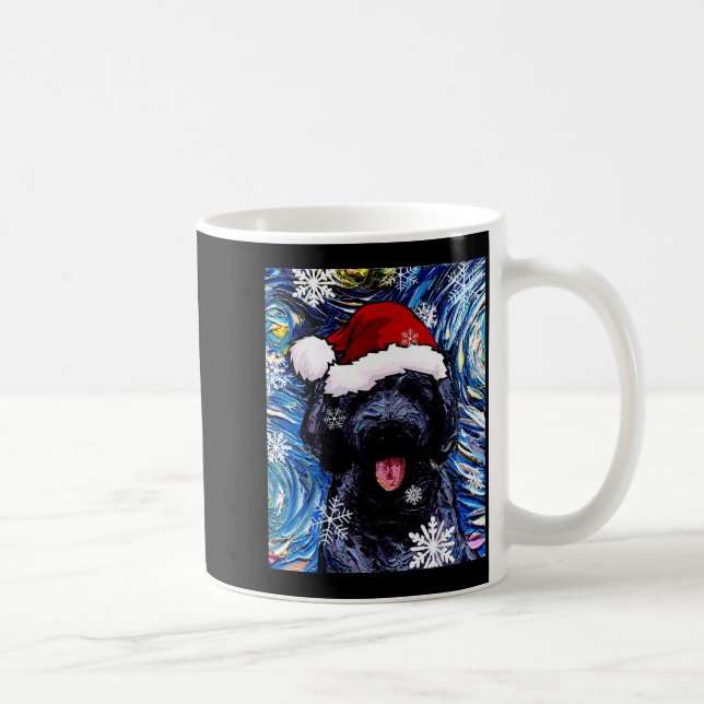 Caneca De Café Black Goldendoodle Labradoodle Santa Dog Christmas (Direita)