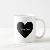 Black Heart Personalised Script Mug