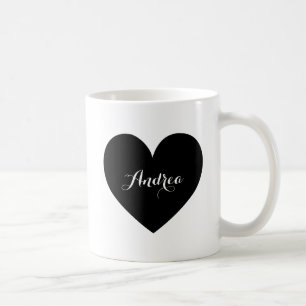 Caneca De Café Black Heart Personalised Script Mug