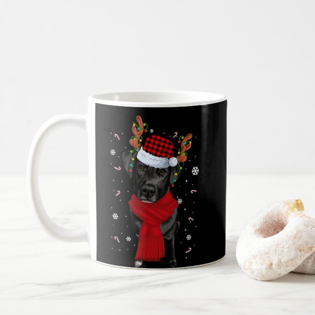 Caneca De Café Black Lab Labrador Árvore de Natal Light Pajama (Com Donut)