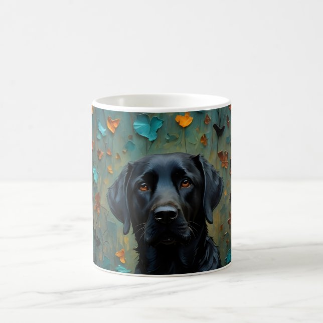 Caneca De Café Black Labrador in Leaves (Centro)