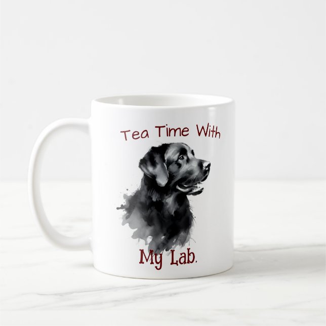 Caneca De Café Black Labrador Keepsake Personalize (Esquerda)