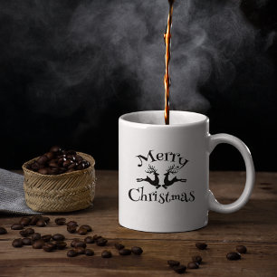 Caneca De Café Black Merry Christmas Reindeer