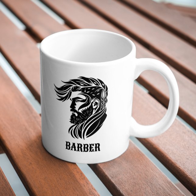 Caneca De Café Black ornamental barber logo (Criador carregado)