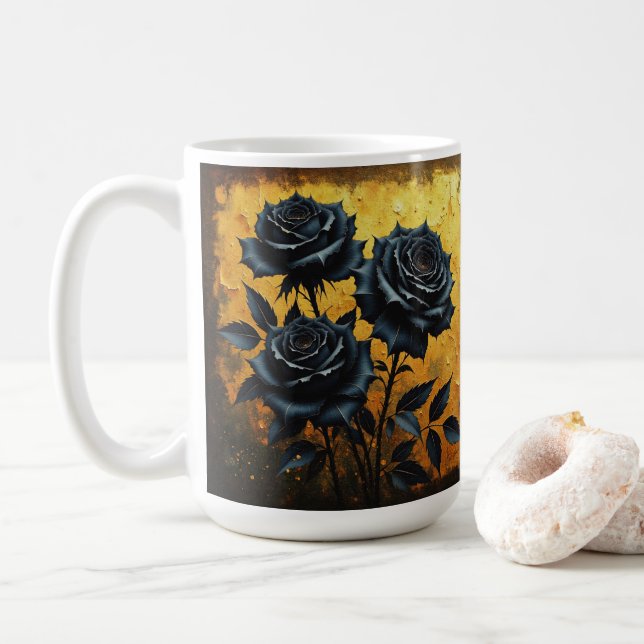 Caneca De Café Black Roses (Com Donut)