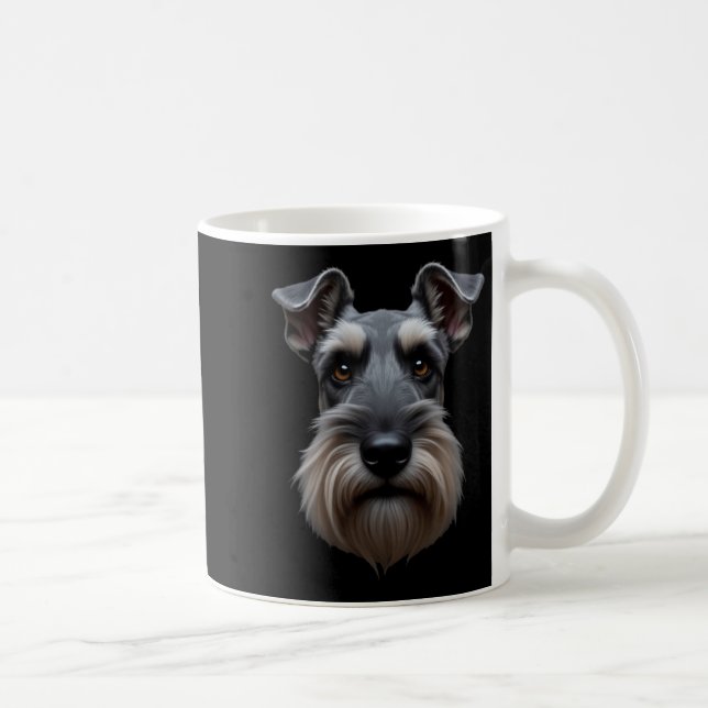 Caneca De Café Black Schnauzer Dog Schnauzer Face (Direita)