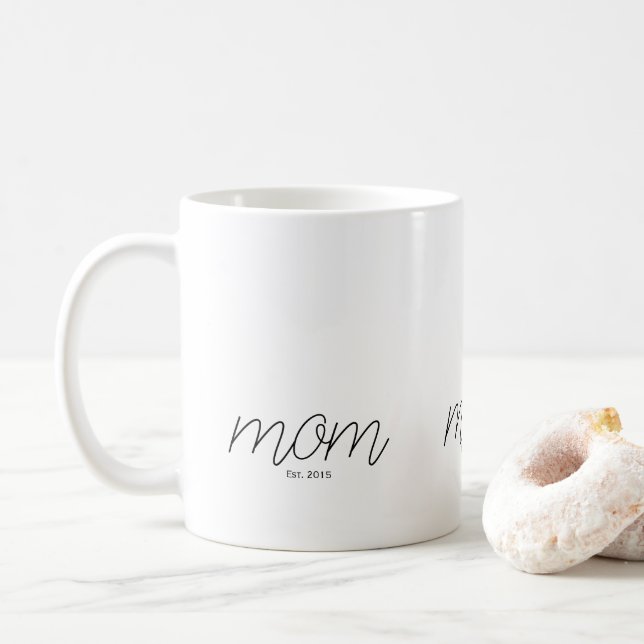 Caneca De Café Black Script Established Mom  (Com Donut)