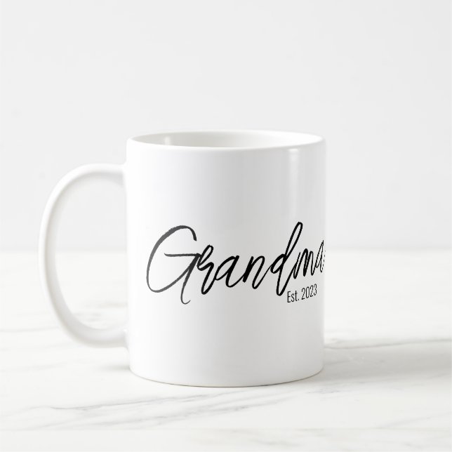 Caneca De Café Black Script Typography Grandma Established Year (Esquerda)