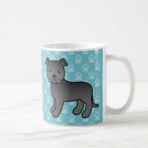 Caneca De Café Black Staffordshire Bull Terrier Dog Blue