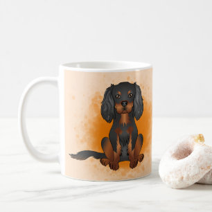 Caneca De Café Black & Tan Cavalier King Charles Dog Em Laranja