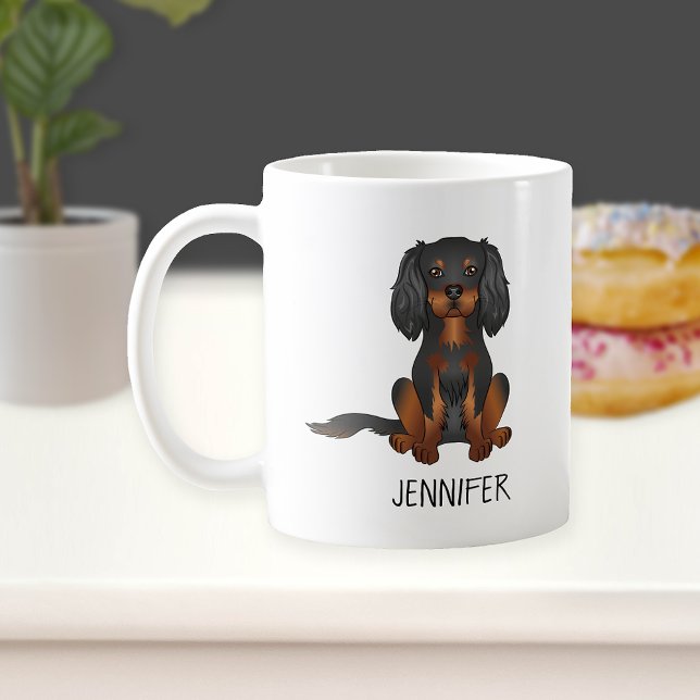 Caneca De Café Black & Tan Cavalier King Charles Spaniel & Name (Criador carregado)