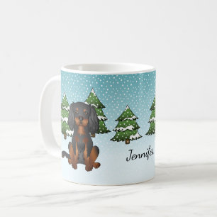Caneca De Café Black Tan Cavalier King Charles Spaniel No Inverno