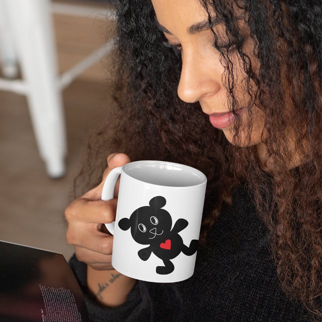 Caneca De Café Black Teddy Bear Love (Criador carregado)
