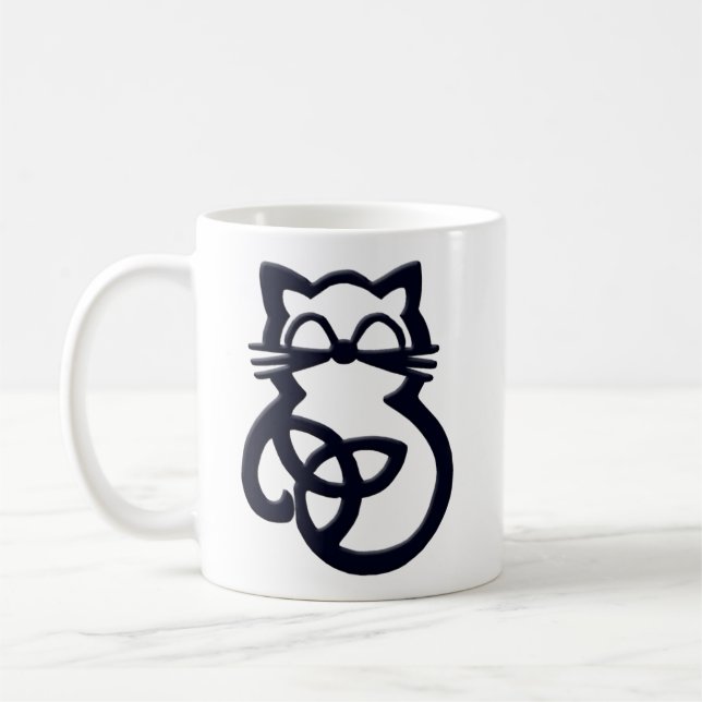 Caneca De Café Black Trinity Knot Celtic Cat Mug (Esquerda)