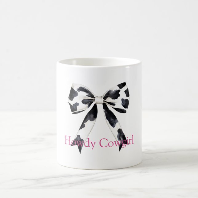 Caneca De Café Black White Cow Print Bow (Centro)