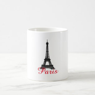 Caneca De Café Black White Eiffel Tower Paris Love City Viagem
