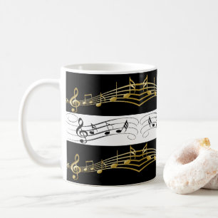 Caneca De Café Black White Music Notes Mug