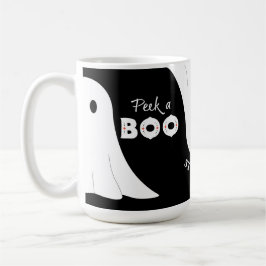 Caneca De Café Black White Orange Peek a Boo Fantasmas Halloween