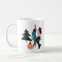Black Women Illustrated Christmas Coffee Mug