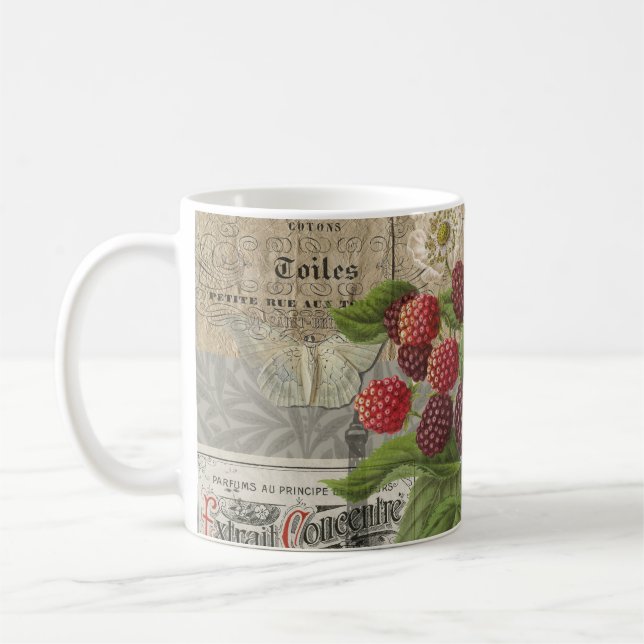 Caneca De Café Blackberry Floral Garden Fllower Butfly Art (Esquerda)