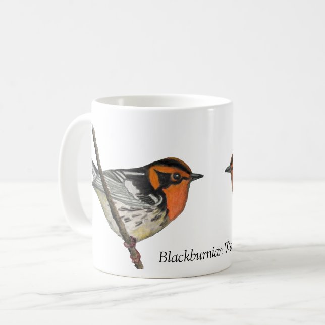 Caneca De Café Blackburnian Warbler White Coffee Cup (Frente Esquerda)