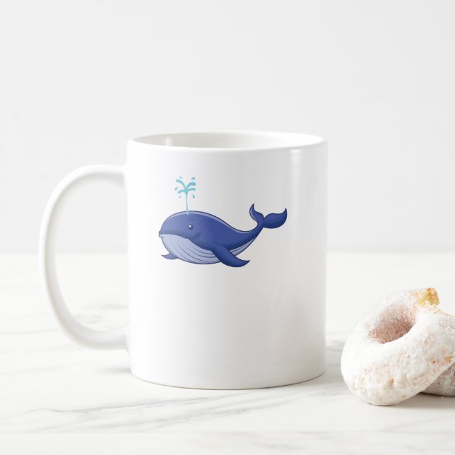 Caneca De Café Blauwal spritzt Wasser (Com Donut)