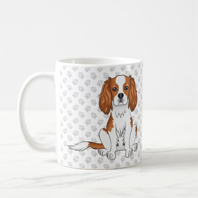 Caneca De Café Blenheim Cavalier King Charles Spaniel & Paws (Esquerda)