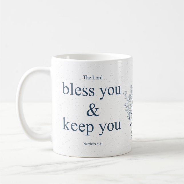 Caneca De Café Blessed Floral Christian Wall Art (Esquerda)