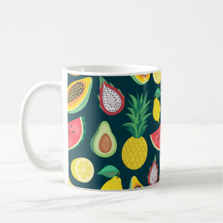 Caneca De Café Bliss de padrão de colheita de Frutas tropical
