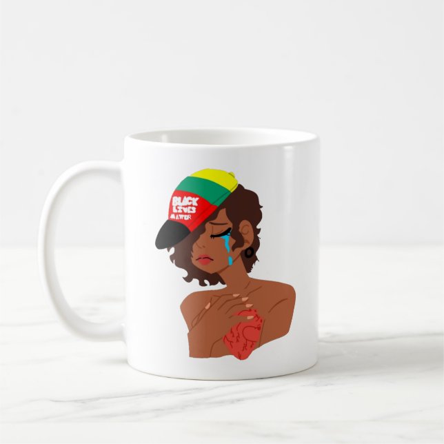 Caneca De Café BLM Black Woman Tears Mug (Esquerda)
