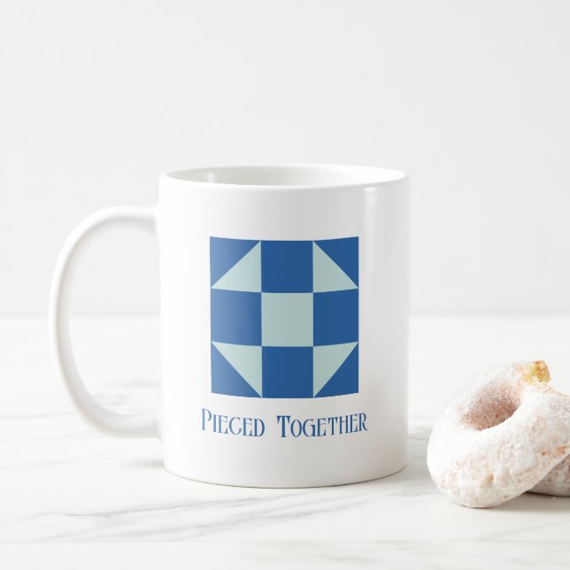 Caneca De Café Bloco de Colcha Shoo Fly 2-Tone com Linha de Texto (Com Donut)