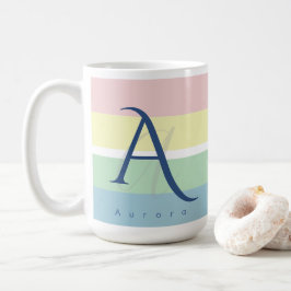 Caneca De Café Bloco de Cor Pastel Moderno Inicial & Nome Persona