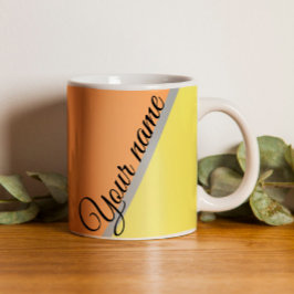 Caneca De Café Bloco de cor verde, cor laranja e amarelo, retrô d