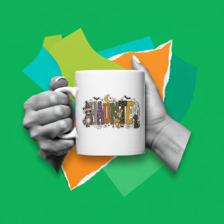 Caneca De Café Bloco de Letras Assombradas