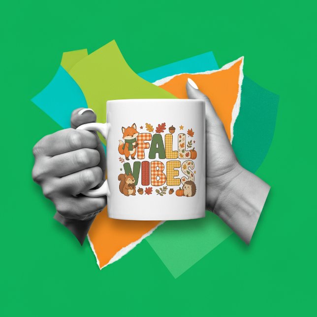 Caneca De Café Bloco de Letras de Vibrações de Outono (Criador carregado)