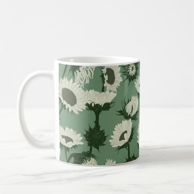 Caneca De Café Bloco de madeira Impressão de girassol (Esquerda)