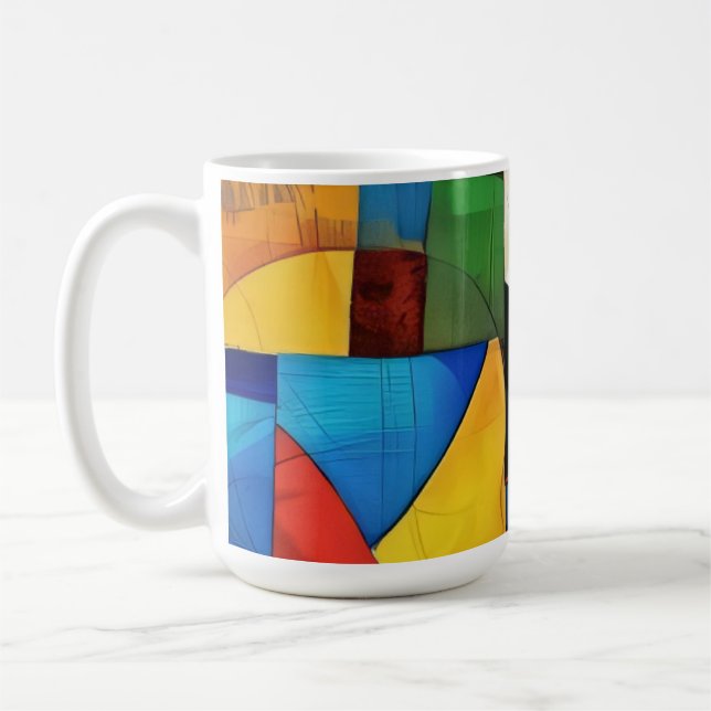 Caneca De Café Blocos de Cores Divertidos  (Esquerda)