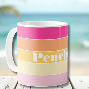 Caneca De Café Blocos de Cores Personalizados de Verão Amarelos C