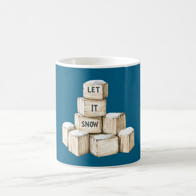 Caneca De Café Blocos de Creme Azul Deixe nevar (Centro)