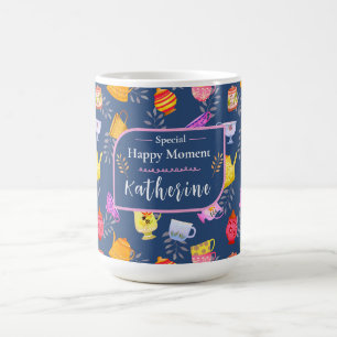 Caneca De Café Blocos e Marinho do Jardim de Copas