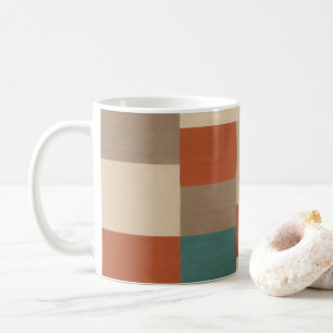 Caneca De Café Blocos Geométricos Modernos em Azul Turquesa e Beg